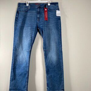 Guess Mateo Regular Straight Denim Jeans Men's 38 x 32 Mid Rise Blue Casual NWT